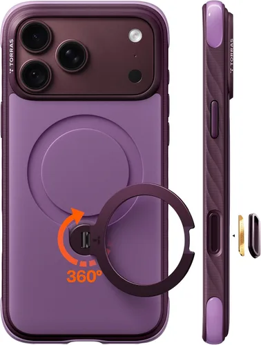 Vista 16 de TORRAS Funda Q3 Rugged para iPhone 18 Pro 360 con soporte magnético, apto Isla azul