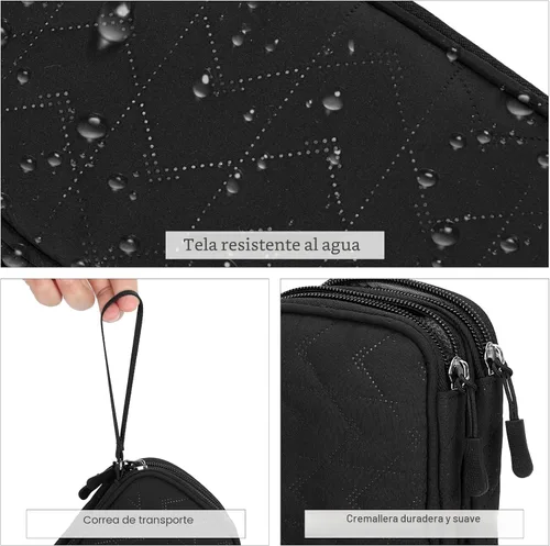Vista 4 de FYY Organizador para accesorios electrónicos, para viajes, para cables, celular y cargadores, estuche portátil, impermeable, doble capa, bolsa