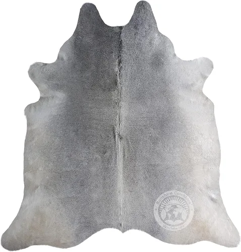 Sunshine Cowhides Alfombra de piel de vaca 100% genuina, color gris, alfombra de estilo moderno de piel de animal y alfombra para sala de estar