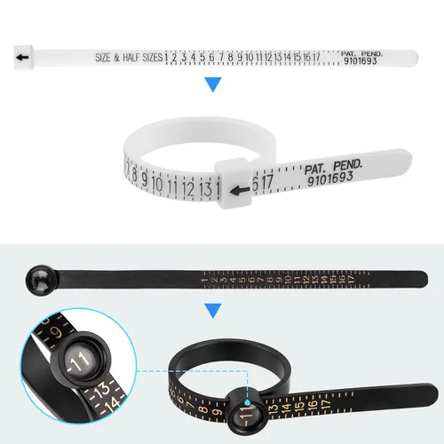 Vista 3 de Herramienta de medición de anillo, 27 piezas de herramienta de medición de anillo, tamaño de anillo de EE. UU. 0-13 con tamaño medio, 1 medidor