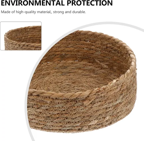 Vista 5 de Cabilock 3 unidades de cesta de almacenamiento de paja para alimentos, cesta de ratán, decoración de mesa, almacenamiento tejido, cesta