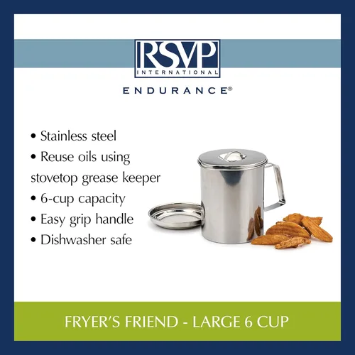 Vista 7 de RSVP International Endurance - Olla de acero inoxidable para freidora, 6 tazas, para aceite de cocina, grasas, aceites de oliva, aceite de coco