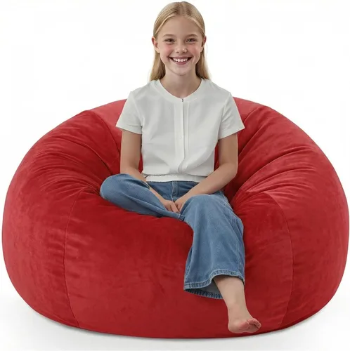 Vista 52 de Puf de 5 pies, puf grande con relleno de espuma viscoelástica, sofá puff esponjoso con funda de terciopelo holandés, puf redondo para sala de estar