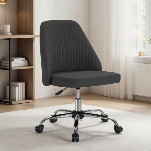 Simple Deluxe Silla de escritorio de oficina sin brazos, moderna y bonita silla giratoria para tocador, cómodas sillas de oficina en casa con ruedas