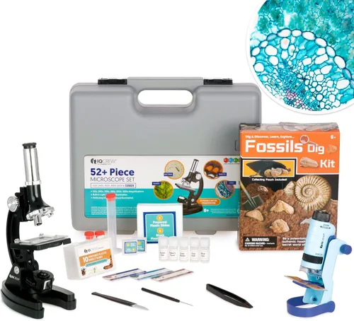 Vista 11 de AmScope-Kids M30-ABS-KT2-W Kit de microscopio con brazo de metal y base, 6 aumentos desde 20x a 1200x, incluye 52 piezas de accesorios y estuche