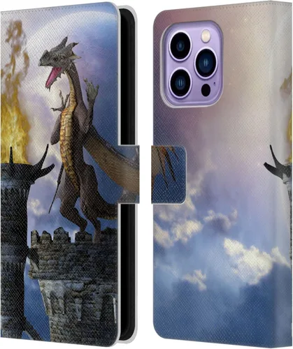 Vista 15 de Head Case Designs Officially Licensed Simone Gatterwe Alien Dungeon Dragons and Dungeons Leather Wallet Case Compatible with Apple iPhone 14 Pro Max
