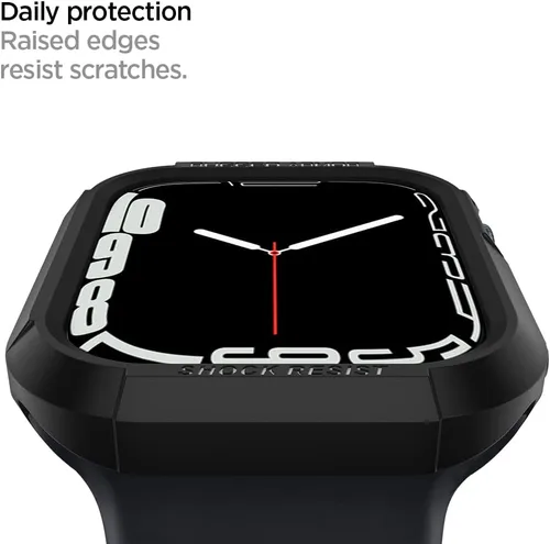 Vista 6 de Spigen Rugged Armor - Funda diseñada para Apple Watch Series SE3/9/8/SE2/7/6/SE/5/4 de 1.61/1.57 pulgadas, cubierta duradera de TPU - Negro