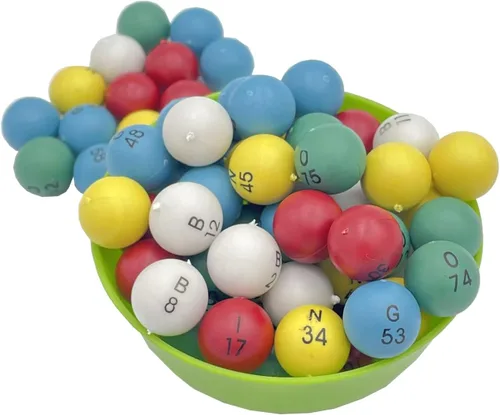 Vista 5 de JUNWRROW Bolas de bingo de plástico de 3/5 pulgadas multicolor, 75 unidades, perfectas para noches de bingo, rifas y más, reemplazos de bolas