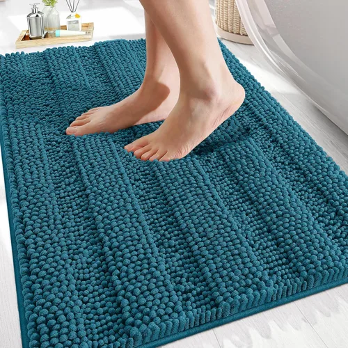 Vista 51 de OLANLY Alfombras de Baño Gruesas de 47 x 20 pulgadas, Extra Suaves Absorbentes de Chenilla a Rayas, Respaldo de Goma, Lavables y Secables a Máquina