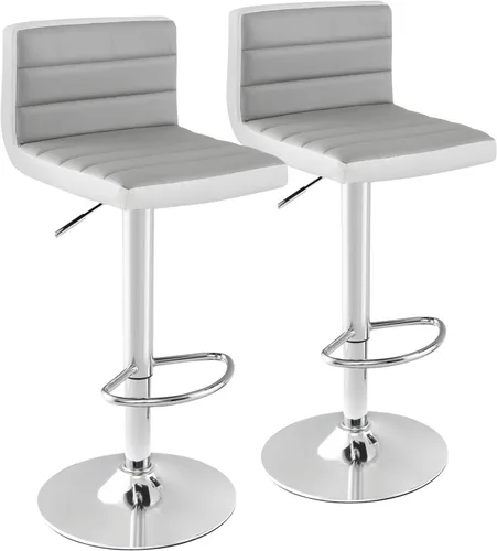 Vista 9 de LDAILY Sillas de bar de altura de mostrador con respaldo, taburetes de bar giratorios con reposapiés, juego de 2, altura ajustable, base de metal
