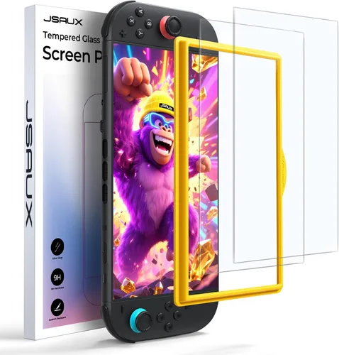 JSAUX 2-Pack Anti-Glare Screen Protector for Nintendo Switch 2, Matte Tempered Glass Protector Easy to Install with Guiding Frame 9H Hardness