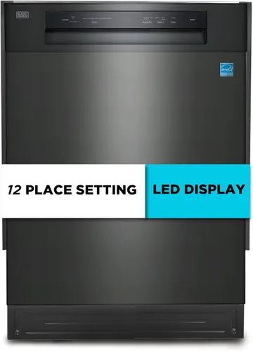 Vista 14 de BLACK+DECKER Lavavajillas integrado de 24 pulgadas, capacidad de ajuste de 12 lugares con bañera de acero inoxidable, lavadora con 6 programas