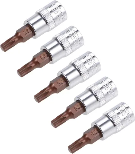 Vista 12 de uxcell 5 unidades de 1/4 pulgadas x T8 Torx Bit Socket, S2 brocas de acero CR-V Sockets 1.496 in Longitud Uso con llave de trinquete, barra