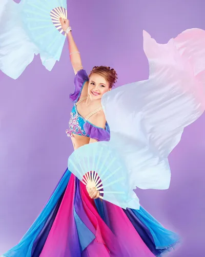 Vista 6 de Thyle 4 pares de velos de seda artificial de 1.8 M para mujeres, fanáticos de danza del vientre, abanicos de bambú largos nacionales