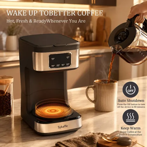 Vista 4 de Cafetera programable de 12 tazas, cafetera de goteo con tanque