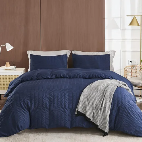 Vista 12 de AveLom - Juego de funda de edredón de 3 piezas, 1 funda de edredón y 2 fundas de almohada, microfibra milrayas suave, con cremallera y lazos en Beige