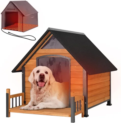 Vista 7 de Casa para perros al aire libre, refugio impermeable para cachorros, casa para perros de interior con piso elevado, diseño antimordeduras, hogar