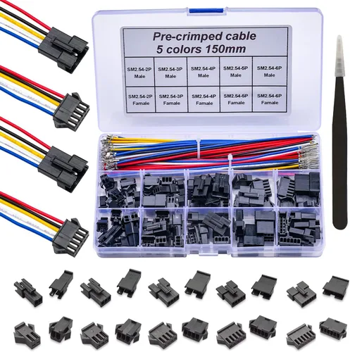 Vista 7 de Kit de conector JST macho y hembra PH de 0.08 pulgadas con cable preprensado de 22 AWG (total de 166 piezas) 2/3/4/5/6/7/8/9/10 conector de cable