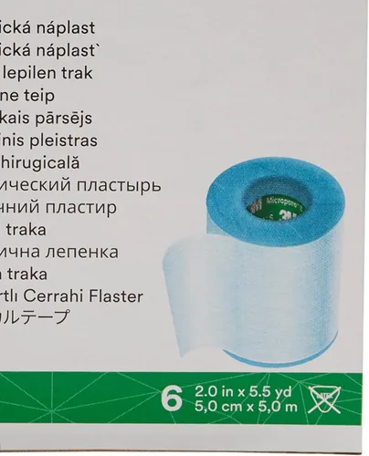 Vista 4 de 3M Cinta médica Micropore, no estéril, silicona, azul, 2 pulgadas x 5 1/2 yardas, 6 rollos, 1 paquete