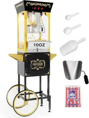 Máquina de palomitas de maíz de 12 oz con carro, máquina de