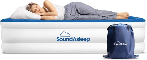 Vista 9 de SoundAsleep Products Dream Series Colchón de Aire de Lujo, Tecnología ComfortCoil, Bomba Integrada de Alta Capacidad para Casa, Camping- Doble