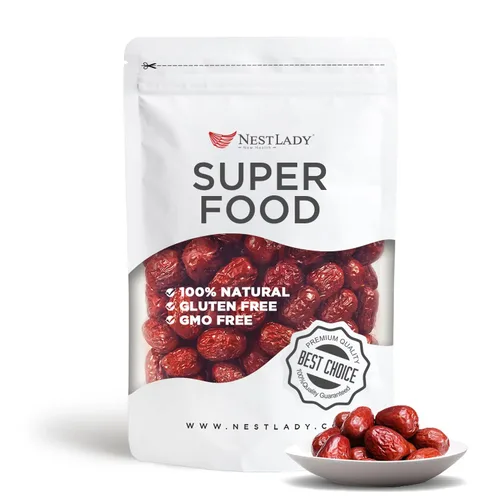 Vista 7 de NESTLADY Premium Datil de Jujuba, Dátil Rojo (Hong Zao), 100% Natural, Mejora el sueño, Snack Saludable, Fruta Seca, Dulce y Mastica Neto: 454g