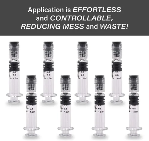 Vista 7 de Jeringa Luer Lock de vidrio de 0.0 fl oz, 100 piezas de borosilicato reutilizable pyrex tubo resistente al calor para laboratorio, líquidos gruesos