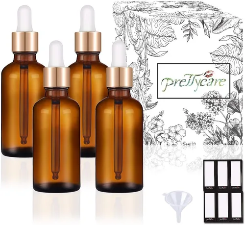 Vista 37 de PrettyCare Botella de Vidrio con Cuentagotas para Ojos 2 oz (60 ml), 24 Piezas de Botellas Transparentes y Vacías Gruesas a Granel con Tapas Dorada