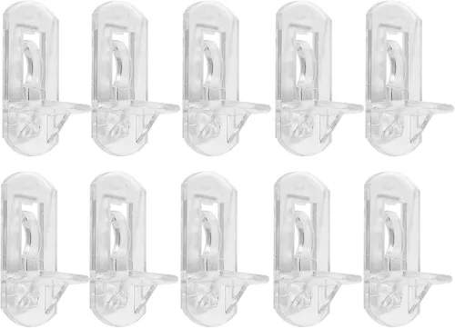 Vista 10 de 4 piezas de pasadores de estante con bloqueo – Clavijas de estante de gabinete de 5 mm, clips de estante de plástico transparente para tableros