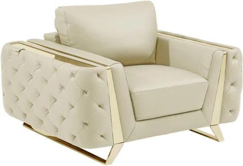 Vista 21 de Blackjack Furniture Reggio Collection - Sofás de cuero italiano de grano completo para sala de estar con marco de madera brasileña y acero Blanco