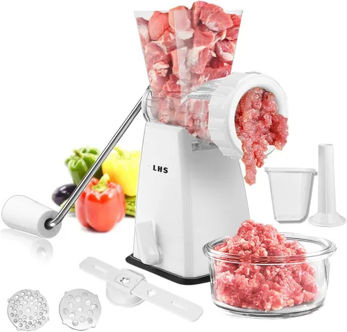 Vista 8 de LHS Picadora manual de carne con cuchillas de acero inoxidable, resistente y potente base de succión para uso doméstico rápido y sin esfuerzo