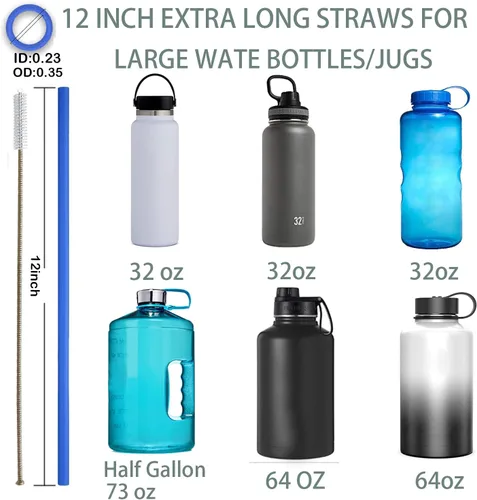 Vista 2 de YETI RTIC-Flexible - Pajitas de silicona reutilizables de medio galón de 12 pulgadas para vaso alto de 32 onzas, botella de agua de 64 onzas