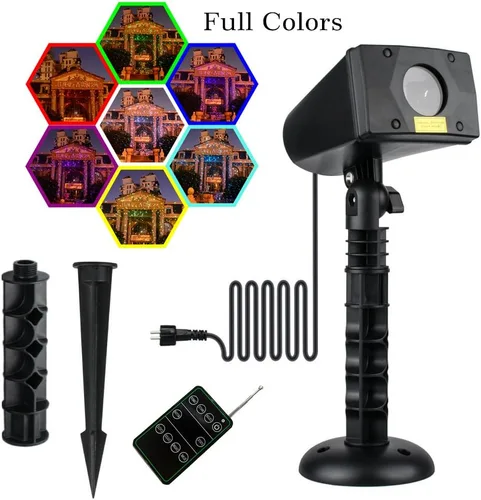 Vista 3 de LedMAll Movimiento Nieve Otoño Espectro Completo Efectos Estrella 7 Color Blanco Láser Luces de Navidad Luces Decorativas Control Rem