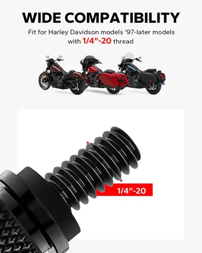 Vista 2 de Amazicha Kit de tornillos de asiento trasero de aluminio negro para perno de asiento trasero de 1/4 "-20 roscas compatible con Harley Davidson