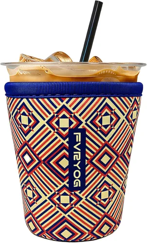 Vista 98 de Fundas de neopreno reutilizables aisladas para café helado, fundas para tazas de café helado, fundas para bebidas heladas y calientes Palta