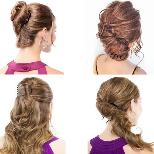 Vista 4 de 8 peines laterales para el cabello, horquillas para el cabello, pinzas para el cabello para moño, peines en forma de U para peinado, accesorios