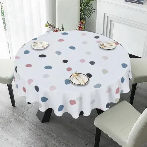 Vista 4 de Minimalist Round Tablecloth Cute Table Cloth Decor Washable Table Cover with Wrinkle Resistant for Home Kitchen Dining Room Picnic Camping Party