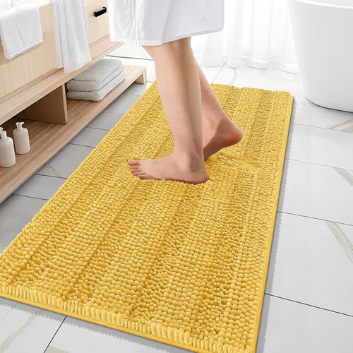 Vista 187 de OLANLY Alfombras de Baño Gruesas de 47 x 20 pulgadas, Extra Suaves Absorbentes de Chenilla a Rayas, Respaldo de Goma, Lavables y Secables a Máquina