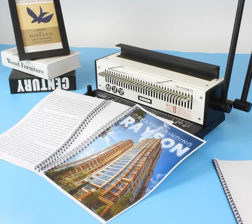 Vista 6 de Rayson TD-1500B34 Binding Machine, Square Size Holes, 3:1 Pitch Wire-O Binder Punch 15 Sheets/Bind 130 Sheets with Sturdy Metal Construction