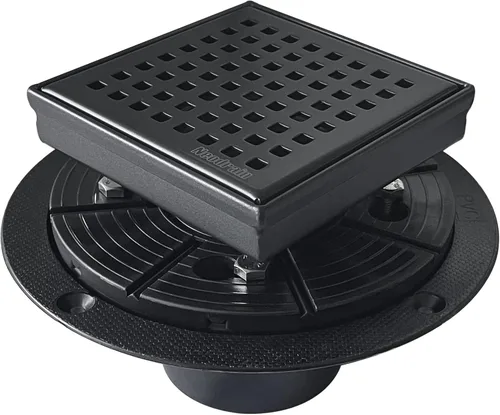 Vista 11 de Neodrain Drenaje de ducha cuadrado de 6 pulgadas con rejilla extraíble de patrón Quadrato, base de drenaje de ducha de PVC y junta de goma