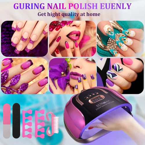 Vista 4 de UV LED Nail Light, 256W High Power Gel Light, 4 Timer Settings and Professional Manicure Lamp with Automatic Sensor(Comes with 6 Free Gifts)