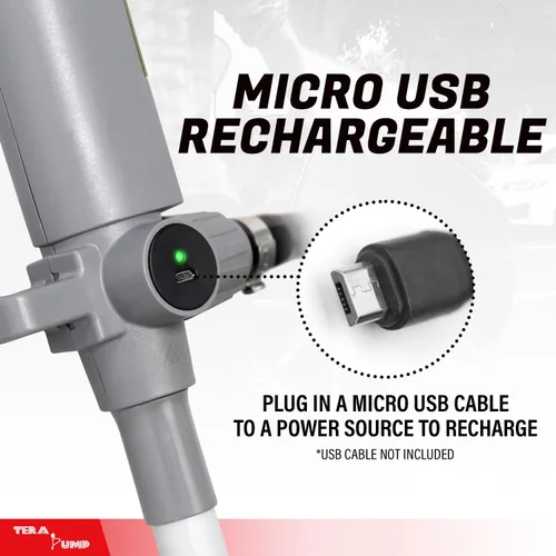 Vista 2 de TERA PUMP Bomba de transferencia con batería recargable E85 - 3.1 GPM con tubo de admisión telescópico, boquilla de combustible estilo palanca