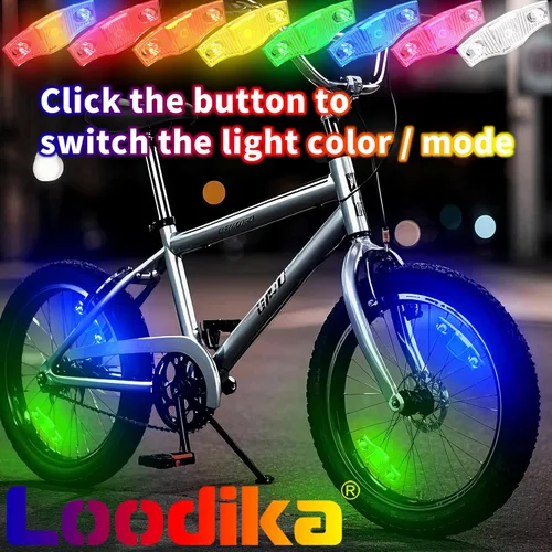 Vista 2 de Luces de rueda de bicicleta recargables, luz de radios de bicicleta, resistente a la intemperie, luces de bicicleta para adultos y niños, 7