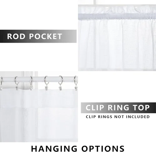 Vista 2 de KOUFALL Cortinas Transparentes Blancas de 84 Pulgadas de Largo, 2 Paneles, Gasa Tela de Queso con Aspecto de Lino, Bolsillo para Varilla, Cortinas