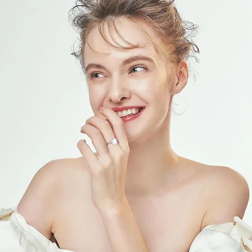 Vista 4 de Turandoss Anillos de moissanita para mujer, 2-3 quilates redondos de color D VVS1 Clarity Lab creado en laboratorio, anillos de compromiso de oro