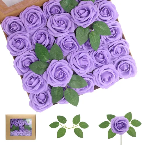 Vista 43 de 25 rosas realistas negras, flores artificiales de espuma de látex con tallos flexibles y 8 hojas para decoración de bodas, hogar y fiestas Negro