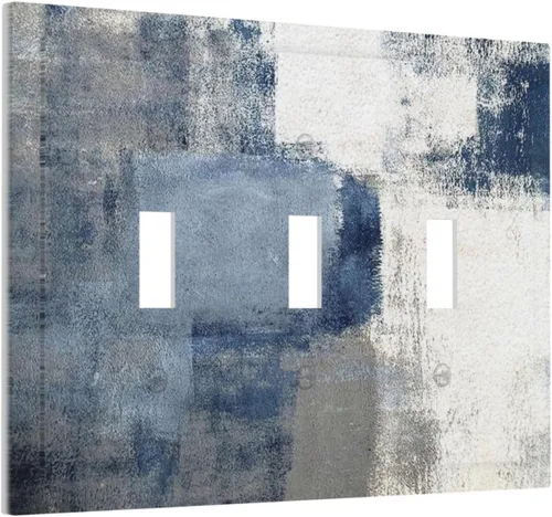 Vista 199 de Placa de Interruptor de Luz de Palanca Única Abstracta en Negro, Blanco y Gris, Cubierta de Tomacorriente, Placa de Pared Decorativa de Un