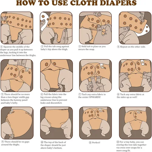 Vista 4 de Mama Koala Pañales de tela para bebés 3.0 con paquete de 6 inserciones, con 2 rollos de revestimientos naturales desechables