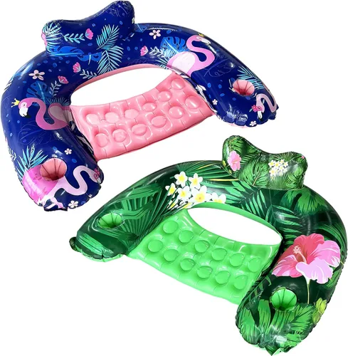 Vista 7 de Inflatable Pool Float Chair - Floating Pool Chair Adult Pool Float Seat with Cup Holder and Backrest, Portable Lounge Floats for Swimming Pool Party