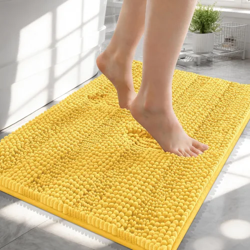 Vista 246 de OLANLY Alfombras de Baño Gruesas de 47 x 20 pulgadas, Extra Suaves Absorbentes de Chenilla a Rayas, Respaldo de Goma, Lavables y Secables a Máquina